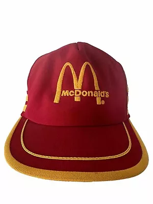 Vintage 70s Mcdonalds Hat Cap Red Snapback Trucker Mesh 3 Stripe Restaurant RARE • $125