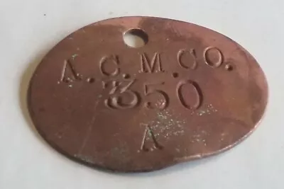 Rare! Doublestamp Anaconda Mining Co. Montana Copper Fob/ ID Tag/ Employee Badge • $44.95