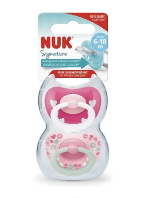 £9.99 • Buy NUK Signature Orthodontic Silicone Soothers/Dummies/Pacifiers 6-18m Pink Flowers