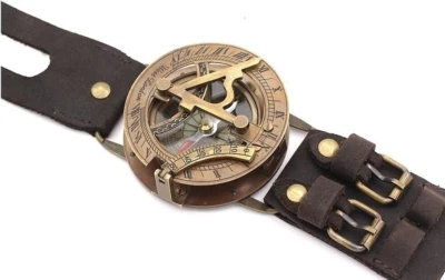 $29.99 • Buy Antique Steampunk Wrist Brass Compass & Sundial Watch Type Sundial Compass
