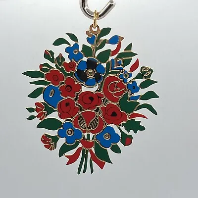 Metropolitan Museum Art MMA Friendship Quilt Motif Brass Enamel Ornament 1988 • $25