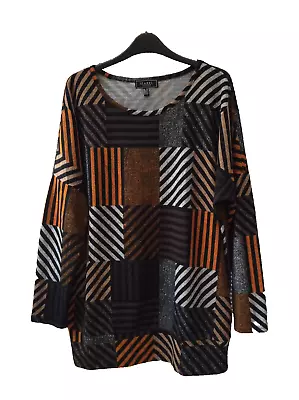 Izabel London Oversized Longline Multi Brown Top Size 12 New • £11.50