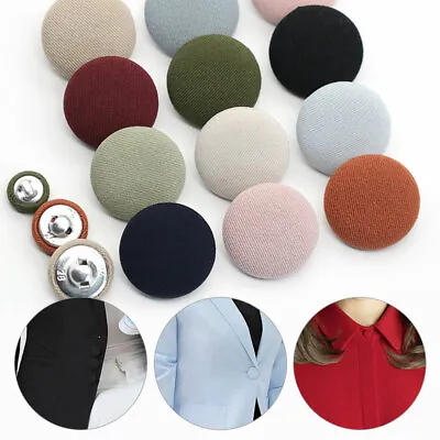 10Pcs 11-25mm Smooth Satin Covered Metal Shank Buttons For Gowns Blouses Coat UK • £3.35