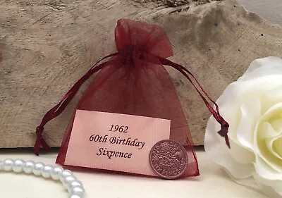 £3.95 • Buy 1962 Sixpence In Organza Bag For 60th Birthday Card Birth Year Coin Gift Present