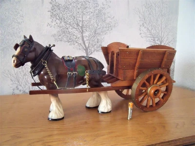 £14.40 • Buy Vintage Medium Early Staffs Melba Ware Shire Horse & Wooden Cart