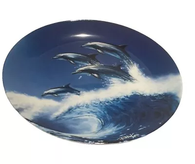 Coalport Porcelain Collection Display Decor Plate Dolphin Animal Crashing Waves • £9.99