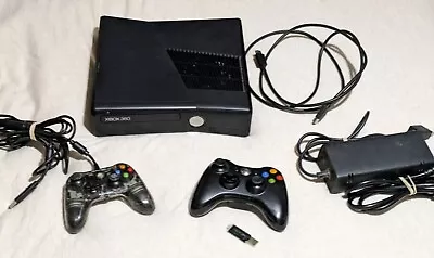 Microsoft Xbox 360 S Console Black 2 Controllers 2012 MODEL 1439 For Parts • $39.99