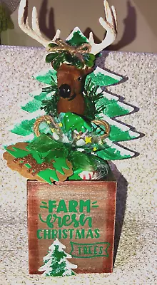 Handcrafted Tree/ Deer Candy Box- Farm Fresh Christmas Trees Or Pen Holder Etc • $18.99