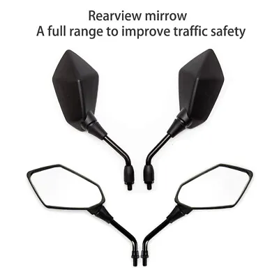 Universal Motorcycle Rearview Side Mirrors Black 10mm For Honda Grom Suzuki • $34.32