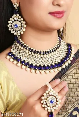 Indian Bollywood Style Designer Gold Plated Fashion Bridal Jewelry Necklace Set • $16.22