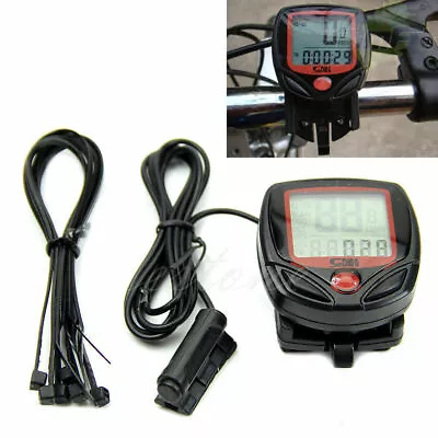 Bicycle Bike Cycling Computer LCD Odometer Speedometer Stopwatch Speed Meter • $10.28