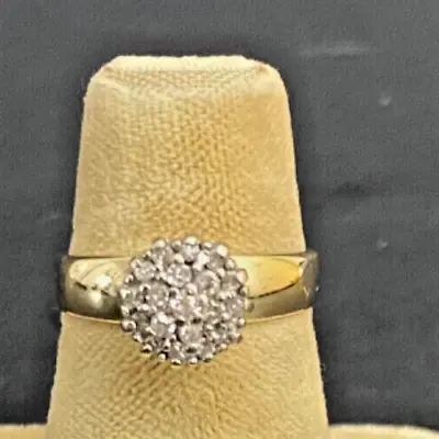 Diamond Cluster Estate 14k Yellow Gold Classic Style Vintage Ring • $349