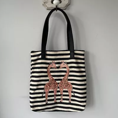 £9.99 • Buy Gorgeous Ladies Oasis Black Striped Giraffe Tote Bag, Approx 16” X 14”, Very Goo
