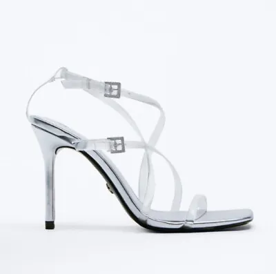 ZARA Women’s Clear Vinyl Strappy Sandals 1806/911 NWT Sz 6.5/37 • $40