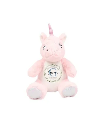 Personalised Christening Gift Custom Baptism Gift Unicorn Teddy Bear Soft Toy  • £14.99
