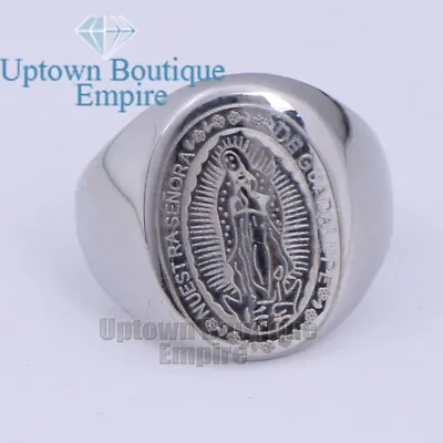 Men's Stainless Steel Ring Virgin Mary Virgen De Guadalupe Anillo Size 7-12 • $11.98