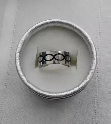 Stainless Steel Black Ovals Design Band Ring Size 9  #ST28 • $12.99