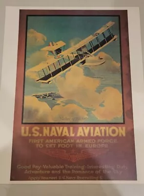 VINTAGE U.S. NAVY MILITARY RECRUITING POSTER 16  X 20  Navy Aviation History  • $29.95