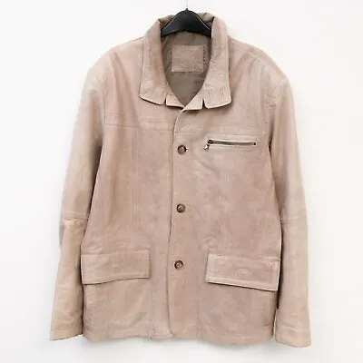 KARA Soft Leather Mens L Jacket Coat UK 42 US Outdoor Beige EU 52 Mac Trench Top • $33.91