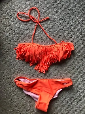 £10.99 • Buy BRAND NEW Orange Fringe Tassel Bikini Size S (UK 6)