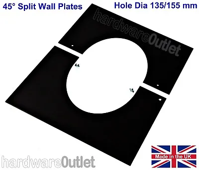 £13.99 • Buy 45° SPLIT CHIMNEY REGISTER WALL Fixing Plate Wood Burner Stove Range Galv/Black