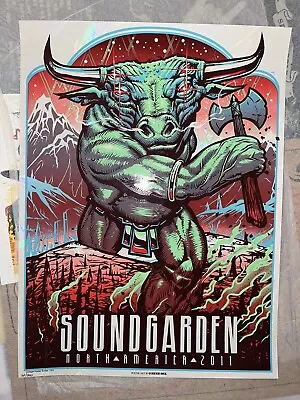 Limited Edition SoundGarden 2011 Munk One White Swirl Foil Poster Mint Condition • $175