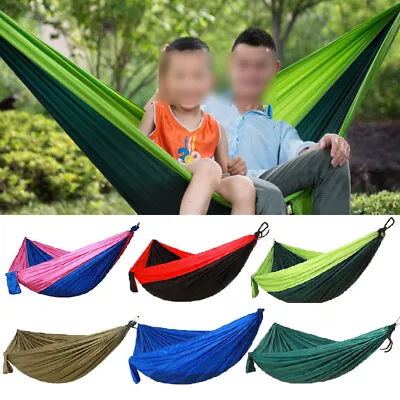 Double Person Parachute Nylon Hammock Outdoor Travel Camping Swing Hanging Bed • £12.79