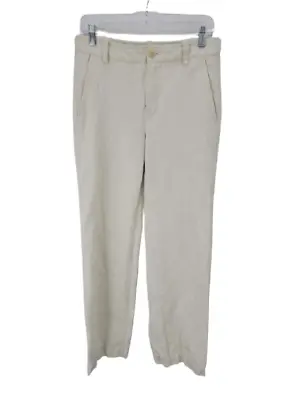 Vince Pants Womens 6 Ivory Linen Cotton Straight Leg Flat Front Trousers Slacks • $26.28