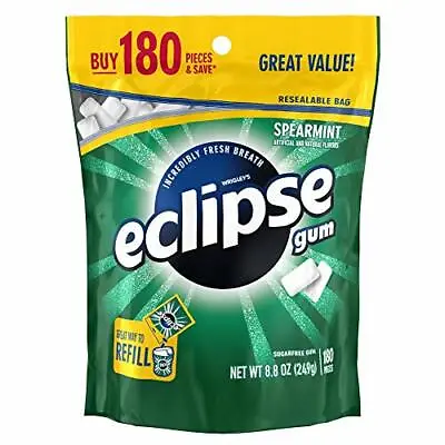ECLIPSE Spearmint Sugarfree Chewing Gum 180 Piece Bag • $11.69