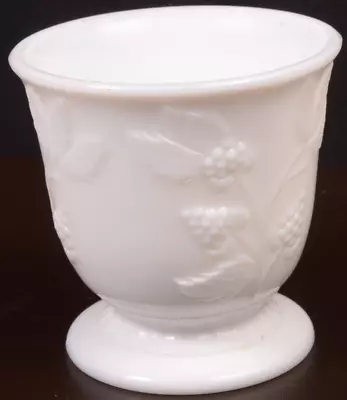 White Milk Glass Pedestal Planter Vase Goblet Berry Fruit Grape • $19.95