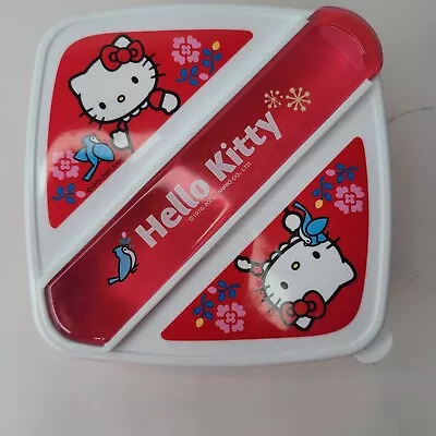 Vintage Hello Kitty Sanrio Lunch Box Container Pink White Bento Box NO Utensils • $14.24