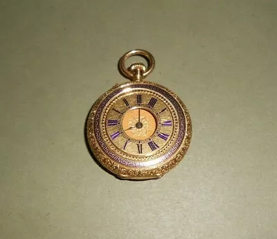 $4695 • Buy 1860's C. Vacheron 18k Pocket Watch,  Half Hunter, Serviced, Enamel Greek Key