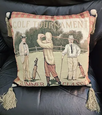 Vintage Style Golf Summer Classic J. Wiens Tapestry Throw Pillow 18  X 18  • $18