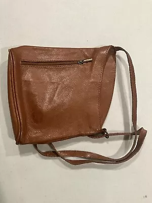 Pelletteria Di Mario Brown Leather Cross Body  Bag 10 X9  Adjustable Shoulder • $19.99