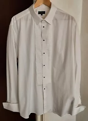 TAYLOR & WRIGHT - GENTS PLEATED FRONT EVENINGWEAR WHITE SHIRT Size 17.5 • £20