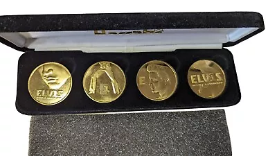 Vintage ELVIS PRESLEY 4 Coin Set From Harrah's In Original Velvet Case  • $42.86