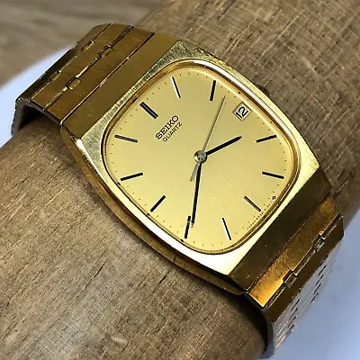 Vintage Seiko Men Dress Gold Tone Stainless Steel Date 6532-5280 Watch • $62.83