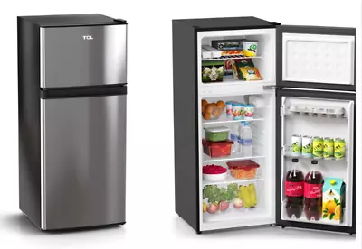 4.5 Cu. Ft. Two-Door Frost Free Refrigerator Top Freezer Stainless Steel Look • $263.92