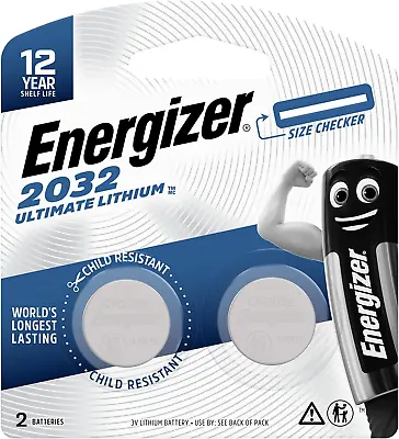 Energizer 2032 3V Ultimate Lithium Coin Batteries (2 Pieces) • $17.85