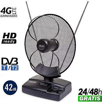 Antenna Of Inner With Amplifier 4G LTE HD Ready DV3 T2 42dB Vhf Fm Rota 180º • £23.98