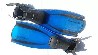 Mares Plana Avanti Italy Vintage Blue Swim Diving Fins Adjustable Scuba • $18.99