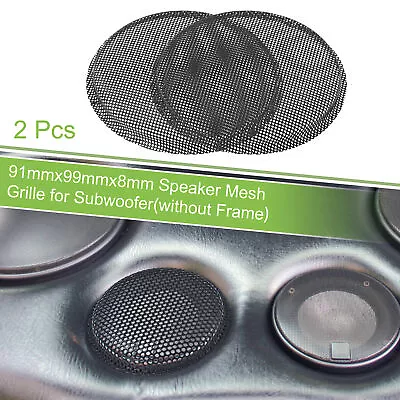 2 Pcs 3.5  Car Steel Speaker Mesh Grille For Audio Subwoofer 91x99x8mm Black • $8.99