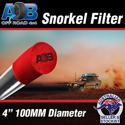 RED AOB Snorkel Sock Pre Filter Cleaner 4  100mm Ram Head Cover Air Filter 4x4 • $26.50