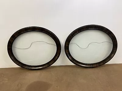 Antique Oval Picture Frame Pair Tiger Wood Gesso Round Vintage Oak Set Art Deco • $125