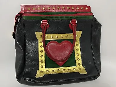 Vtg Moschino Redwall 80s Black 'art Is Love' Heart Tote Bag • $600