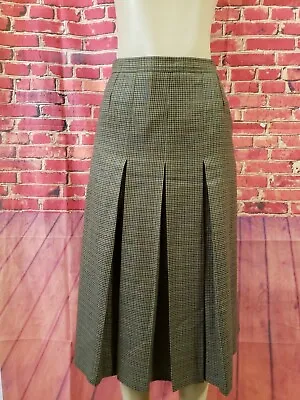£140.83 • Buy Aquascutum Of London Womans Size 10 Petite Brown Plaid Pleat Kilt Skirt England