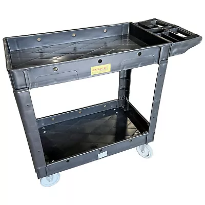 Plastic Utility Cart 40  L X 17-1/2  W With Handle 2 Shelves 550lb CapCapacity • $79.99