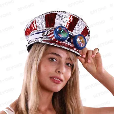 USA Uncle Sam July 4th Burning Man Party Hat Goggles Top Hat Jewels Gems • $33.96