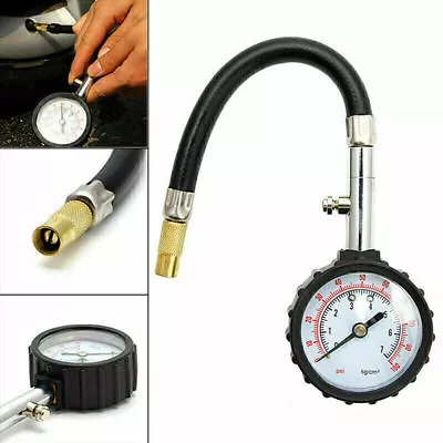 Motorcycle Tire Pressure Gauge 0-100 PSI Tyre Gauge With Flexible Air Chuck • $11.62