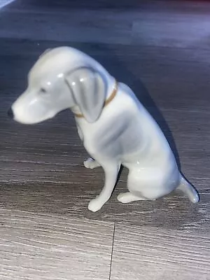 The Porcelaine Dog Scent Hound Sculpture 4.5” Grey White Made In Occupied Japan • $28